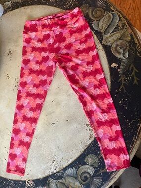Heart-Print Pink Leggings